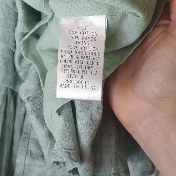 Blush Boutique Ruffle flirty Mini Dress Green womens Size M - Picture 9 of 12